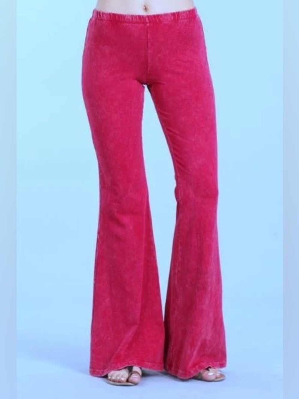 Chatoyant Raspberry Mineral Wash Flare Bellbottom Yoga Pants Size Small EUC